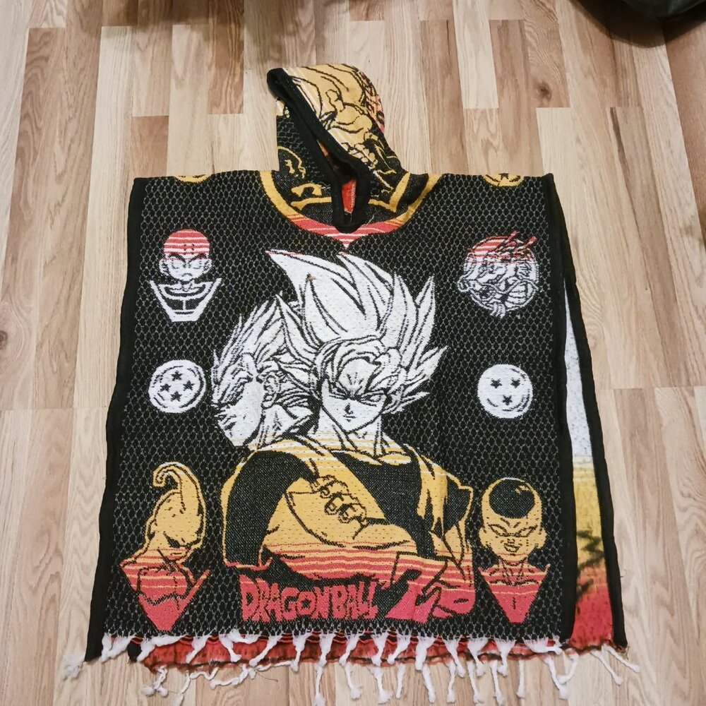 Dragon Ball Z Super Poncho Hooded For Kids Graphic Anime Made in Mexico